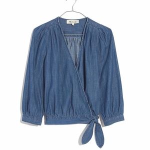 Madewell Wrap Chambray Denim Top